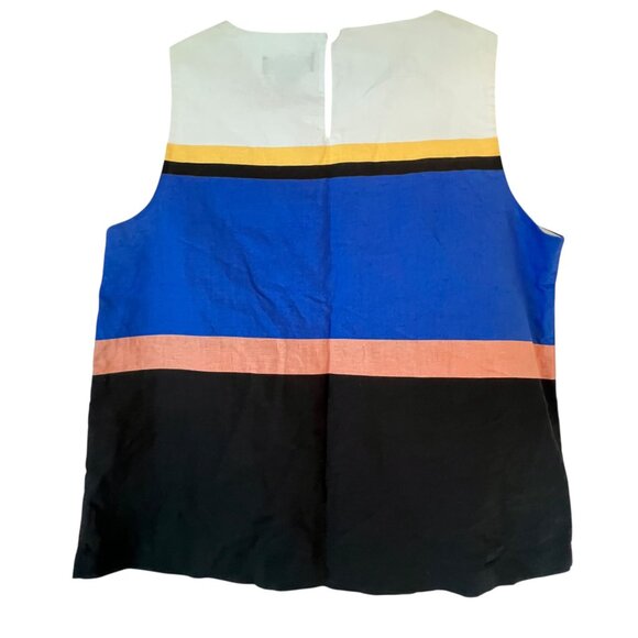 Liz Claiborne Linen Top Cotton Sleeveless Striped Colorblock S Career - Picture 3 of 10